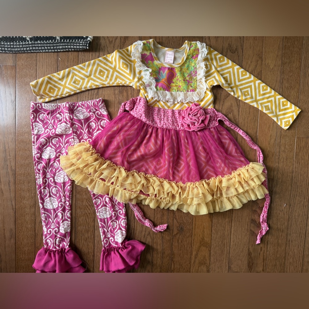 Giggle Moon Yellow & Pink Ruffled Tutu  Set